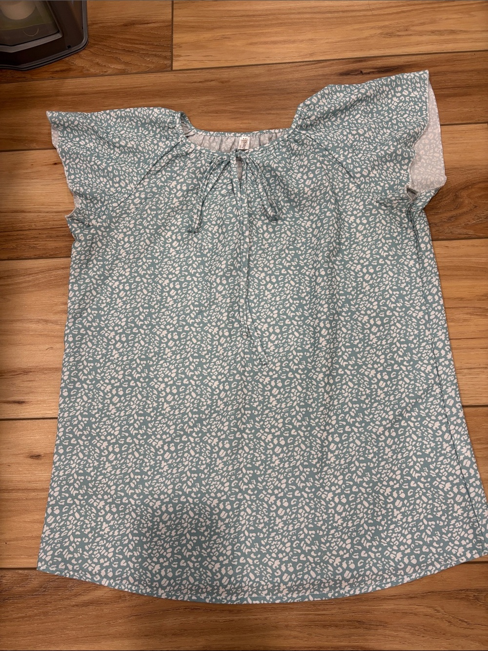 Floral Flutter Sleeve Blouse - Blue